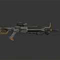 Futuristic Sci Fi Weapon Design With Green Orange Accents And Tactical Scope