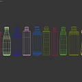Assorted Beverage Bottles With Different Colors And Labels On White Background 3d model