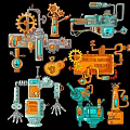 Modern 2D Mechanical Machine Parts Gear Unit Industrial Silhouette 3d model