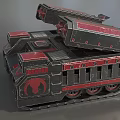 Sci Fi Armored Tank 3D Model With Red Black Futuristic Design 3d model