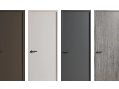 Stylish Swing Doors in Dark Brown White Gray and Wood Grain Finishes 3d model