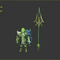 Blonde Warrior Character With Blue Mythical Creature Companion In Golden Armor