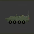 Green Military Armored Vehicle With Multi Wheel Design Top Weapon And Antenna