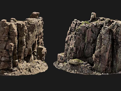 Scenic Garden Landscape Featuring Twin Rock Formations And Natural Mossy Surfaces 3d model