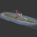 Historical Battleship Watercraft Sailing On Blue Waves With Detailed Deck Design