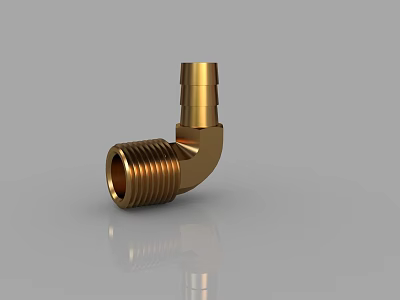 Golden Brass Elbow Pipe Fitting With Threaded Ends And Polished Surface 3d model