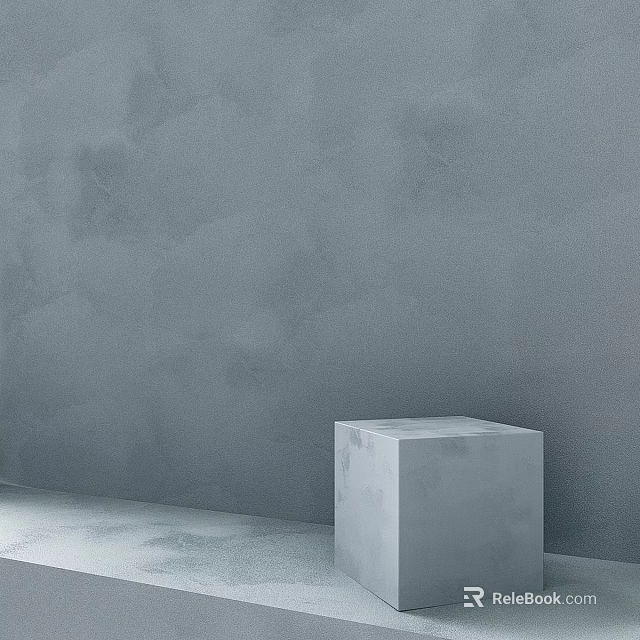 Gray Cube Component In Corner With Gray Textured Wall Background 3d model