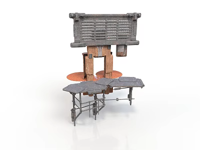 Industrial Equipment With Metal Frame Grille Panel And Platform Support Legs 3d model