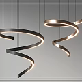 Modern Spiral Chandeliers with Illuminated Curved Lines in Contemporary Interior Design
