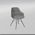 Modern Striped Single Chair With Armrest And Black Metal Legs Design Style