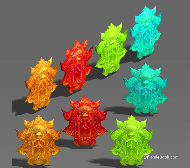 Ornate 3D Jewelry Models In Multiple Different Colors With Intricate Designs 3d model 