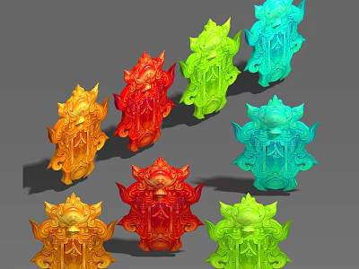 Ornate 3D Jewelry Models In Multiple Different Colors With Intricate Designs 3d model