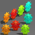 Ornate 3D Jewelry Models In Multiple Different Colors With Intricate Designs