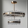 Modern Double Layer Chandelier With Metal Frame And Crystal Strips Design 3d model
