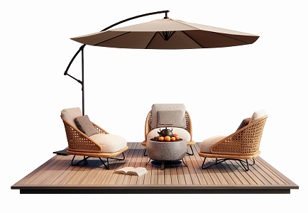 Modern Outdoor Chair Outdoor Sofa Outdoor Table and Chair Furnace Tea Cooking Leisure Chair Single Sofa Sunshade Umbrella 3d model