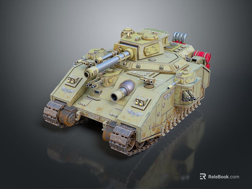 Detailed Military Tank Model With Desert Camouflage Main Cannon Metal Tracks And Turret 3d model 