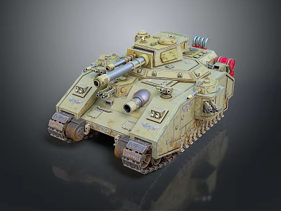 Detailed Military Tank Model With Desert Camouflage Main Cannon Metal Tracks And Turret 3d model