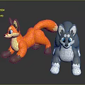 Cute Game Movie Character Plush Toys Orange Fox And Gray White Wolf