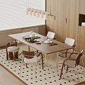 Quiet style dining table and chair combination 3d model