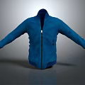 Stylish Blue Jacket With Front Zipper And Extended Sleeves In Open Design 3d model