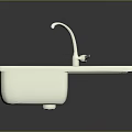 Modern White Kitchen Sink With Chrome Faucet And Grooved Draining Board