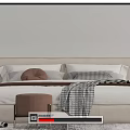 Elegant Modern Double Bed With Bedside Nightstands Stool Rug And Decorative Pillows