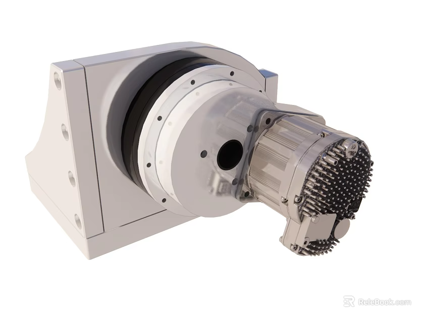 Industrial Mechanical Component With White Casing And Metal Gear Mechanism 3d model 