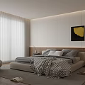 Modern Bedroom Interior With Platform Bed And Abstract Wall Art 3d model