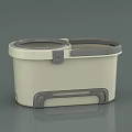 Gray Mop Bucket with Double Compartment Foot Pedal and Handle 3d model