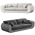 Modern Light Gray And Dark Gray Two Seater Sofa With Tufted Armrests And Decorative Pillows 3d model