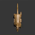 Golden Metallic Deer Sculpture With Shiny Surface And Decorative Antlers