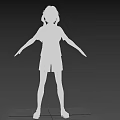 3D Character Girl With White Top Pink Shorts Black Long Hair White Socks And Sandals