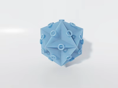 Modern Light Blue Geometric Polyhedron Decorative Ornament Set with Circular Holes 3d model