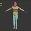 Game and Movie Character in Striped Sweater Beige Pants and Orange Shoes with Arms Outstretched