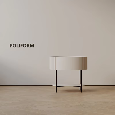 POLIFORM Modern White Bedside Table With Black Legs And Lower Shelf Design 3d model