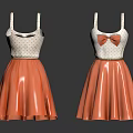 White Top Orange Skirt Bow Detail A Line Dresses For Women Summer Style