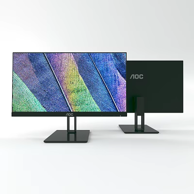 AOC Two Modern Monitors With Front Colorful Screen And Back Black Design 3d model