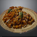 Colorful Spiced Chickpea Salad With Tomato Slices And Fresh Mint Leaves On Decorative Plate