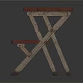 Folding Table And Chair Set With Wooden Tops And Metal Frames