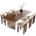 Middle Ancient Style Dining Table and Chair Combination Dining Chair Single Chair Dining Table Ornaments 3d model
