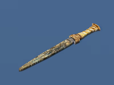 Elegant Decorative Ornament Set With Golden Handle And Metal Blade Knife 3d model