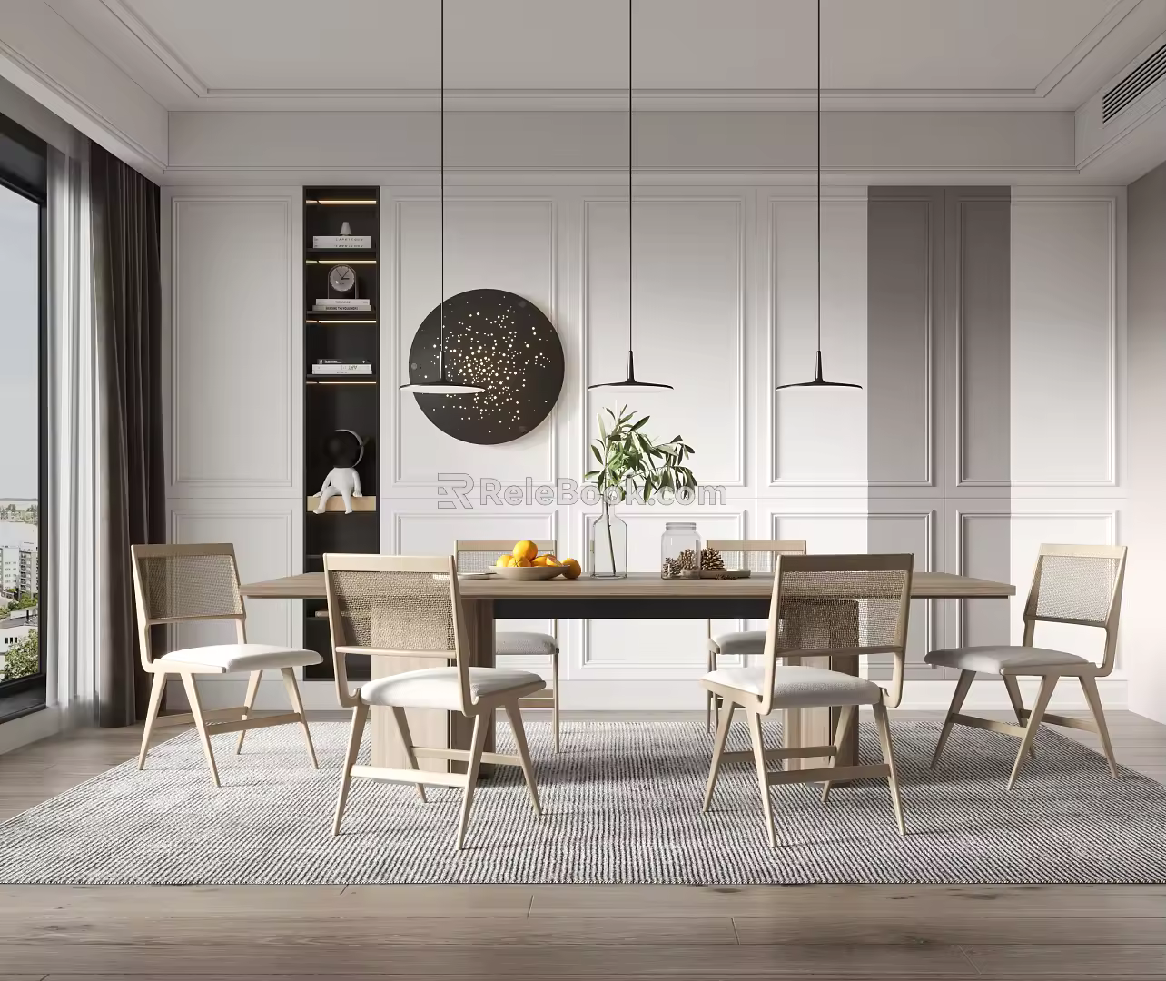 Quiet Dining Table and Chair Combination Dining Table and Chair 3d model