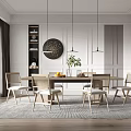 Quiet Dining Table and Chair Combination Dining Table and Chair 3d model