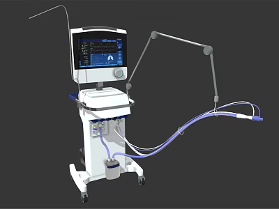 Advanced Medical Device With Digital Monitor Flexible Arm And Wheeled Cart For Clinical Use 3d model