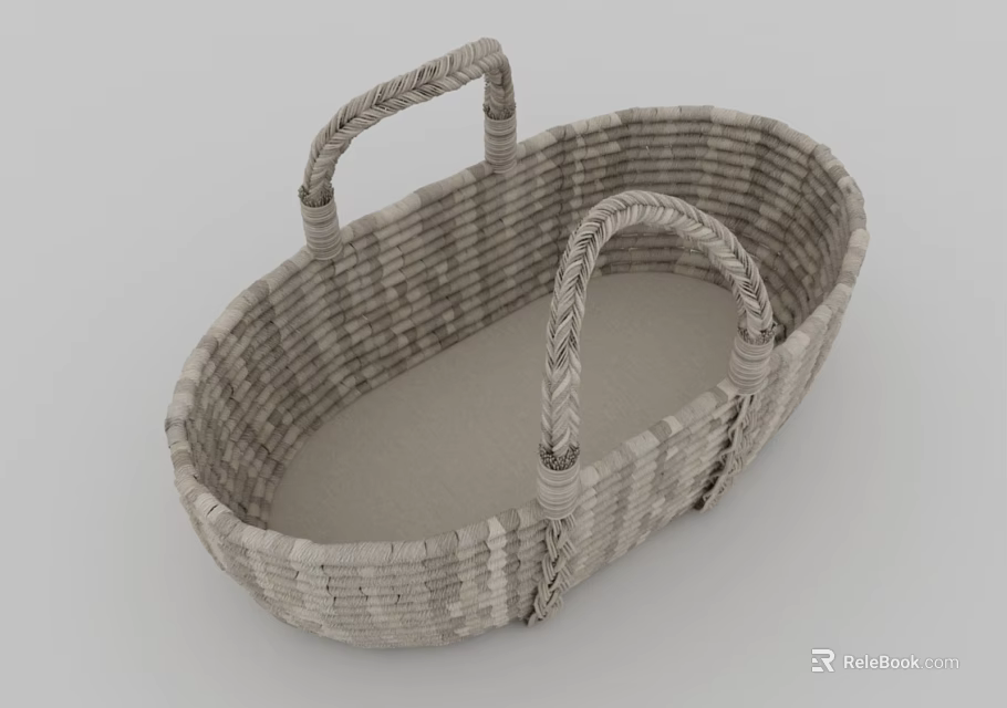 Woven Storage Basket With Dual Handles For Home Organizing In Neutral Tones 3d model 