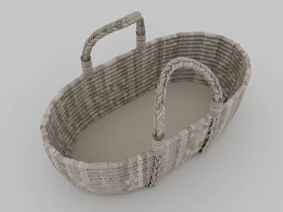 Woven Storage Basket With Dual Handles For Home Organizing In Neutral Tones 3d model
