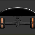 Modern Skateboard With Gray Deck White Circular Areas Yellow Inner Circles And Red Wheels