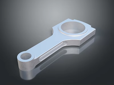Silver Metal Connecting Rod With Smooth Surface And Circular Holes On Gray Background 3d model