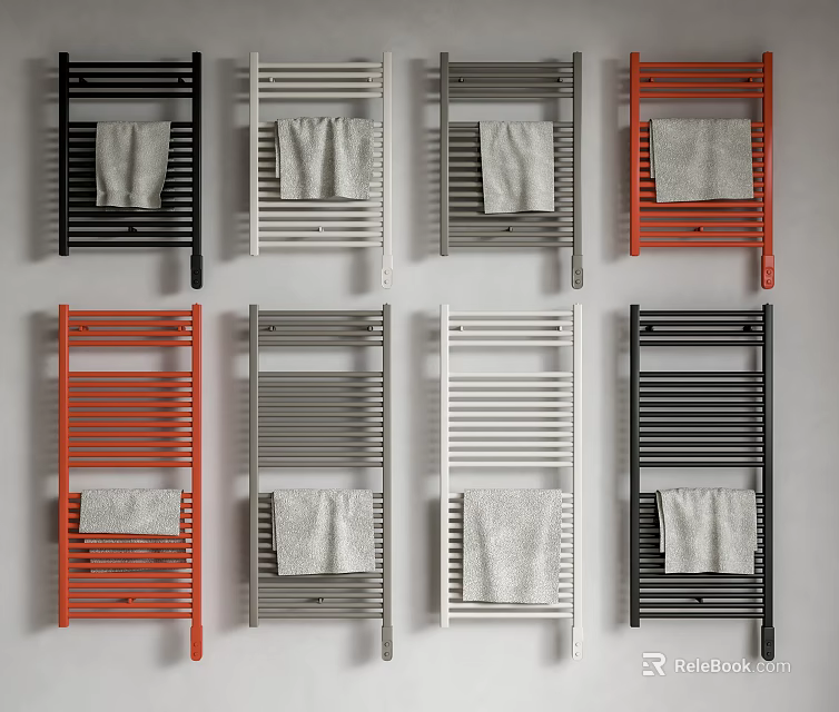 Bathroom Racks In Various Colors With Hanging Towels And Modern Design 3d model 