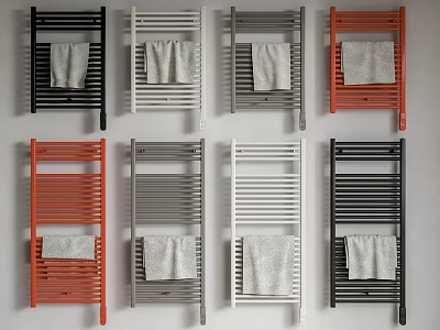 Bathroom Racks In Various Colors With Hanging Towels And Modern Design 3d model
